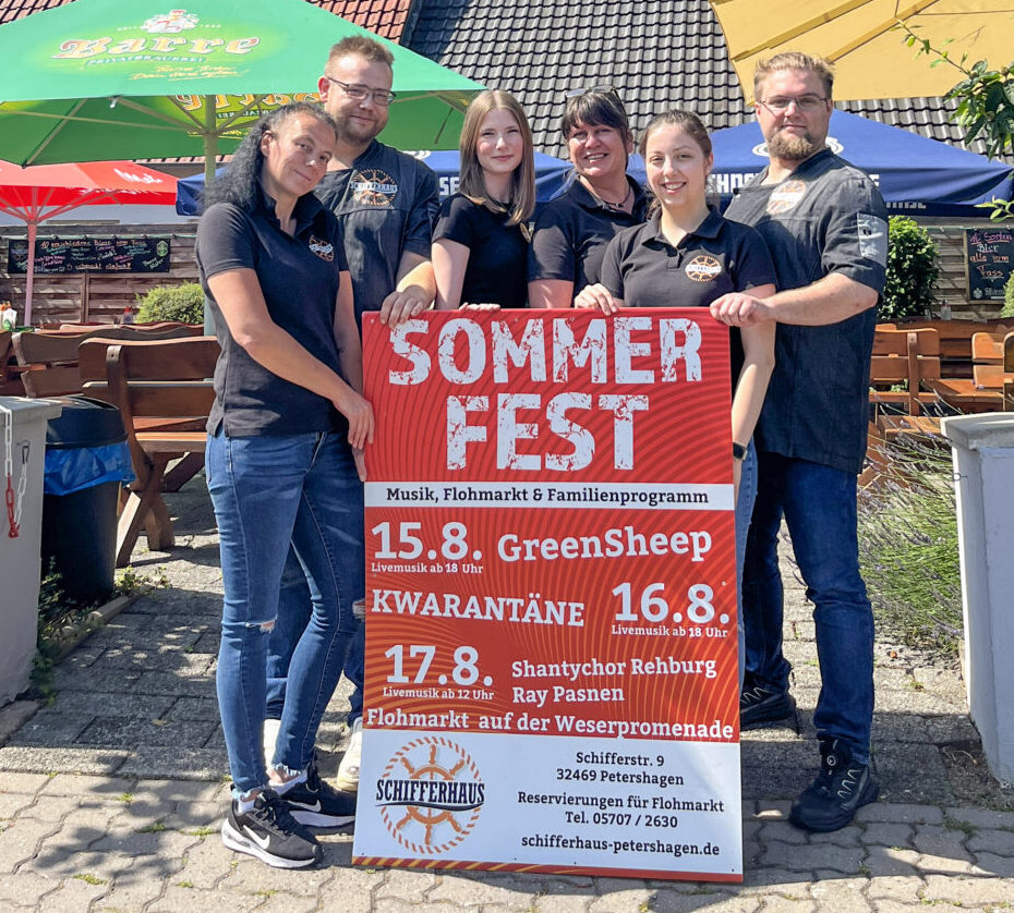 Das Schifferhaus-Team freut sich auf drei Tage Sommerfest im Juli mit Live-Musik und Flohmarkt. Foto: Krischi Meier