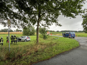 Der silberne Opel kam auf einer angrenzenden Wiese zum stehen.