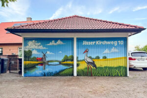 Das Garagen-Kunstwerk von Sprayer Tilo Hagemeyer. Foto: privat