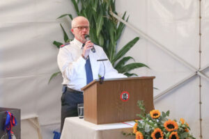 Löschgruppenführer Rolf Settke in seiner Ansprache. Foto: Krischi Meier